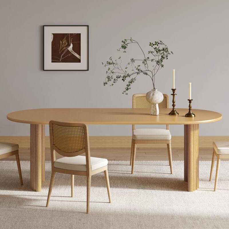 Dovelina 30"H Oval Wood Double Pedestal Dining Table Seats 6
