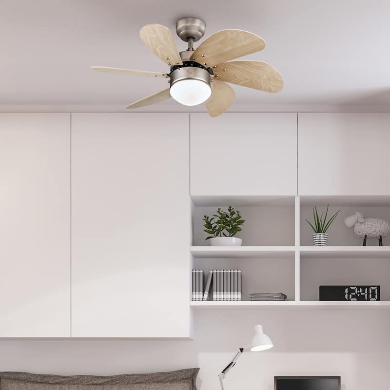 Westinghouse Lighting Turbo Swirl 30-Inch 6-Blade Indoor Ceiling Fan with Dimmable LED Light and Opal Frosted Glass