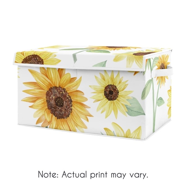 Sunflower Boho Floral Collection Girl Kids Fabric Toy Bin Storage - Yellow, Green and White Farmhouse Watercolor Flower. Opens flyout.