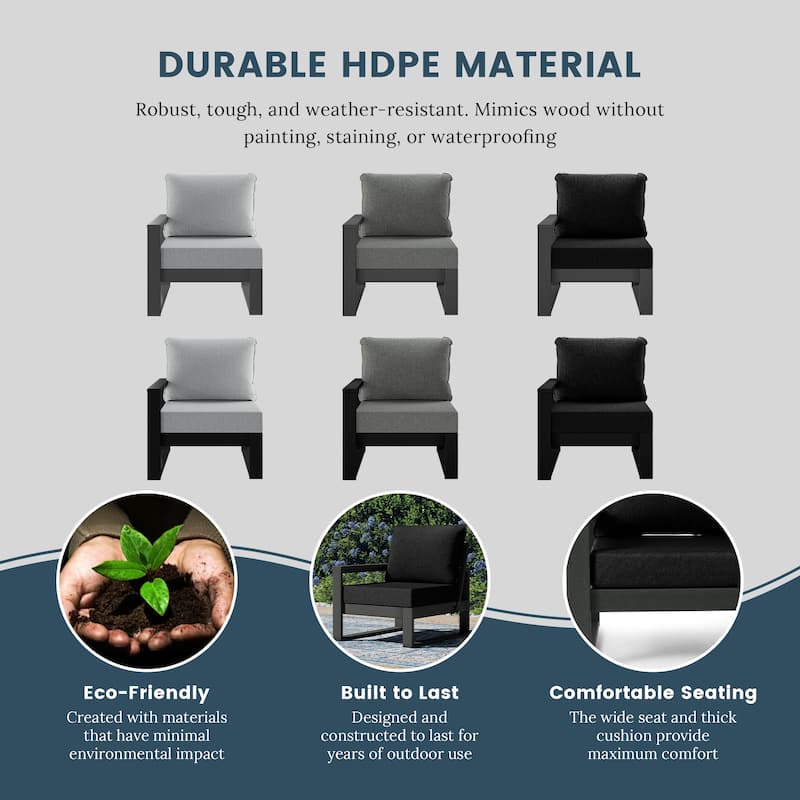 Polytrends Endless Patio Deep Seating Left Arm Chair with Gray Frame