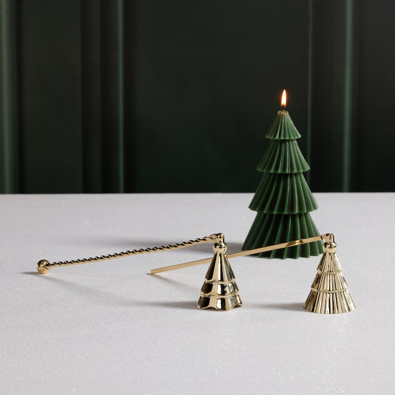 Christmas Rippled Tree Design Brass Candle Snuffer