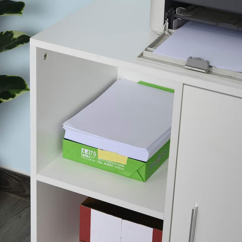Vinsetto Printer Stand With 360 Degree Wheels, Multifunctional Office Cabinet, White