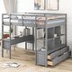 preview thumbnail 41 of 55, Full/Twin Pine Loft Bed with Storage Shelves, White/Gray