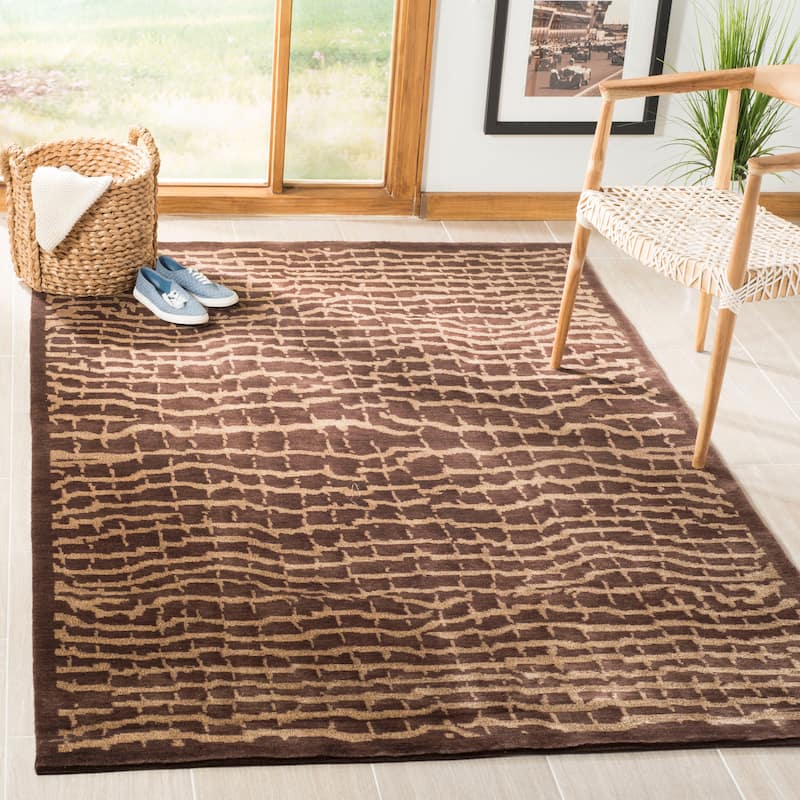 SAFAVIEH Couture Hand-knotted Tibetan Ranveig Modern Wool Rug - 8' x 10' - Brown/Beige