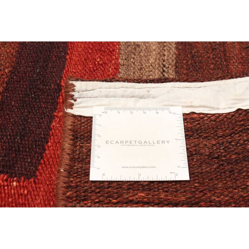 ECARPETGALLERY Flat-Weave Natural Dark Brown Wool Tapestry Kilim - 2'7 x 10'7