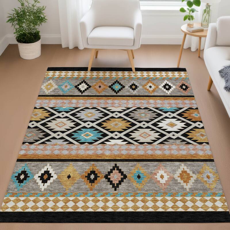 Machine Washable Indoor/ Outdoor Global Clemente Chantille Rug