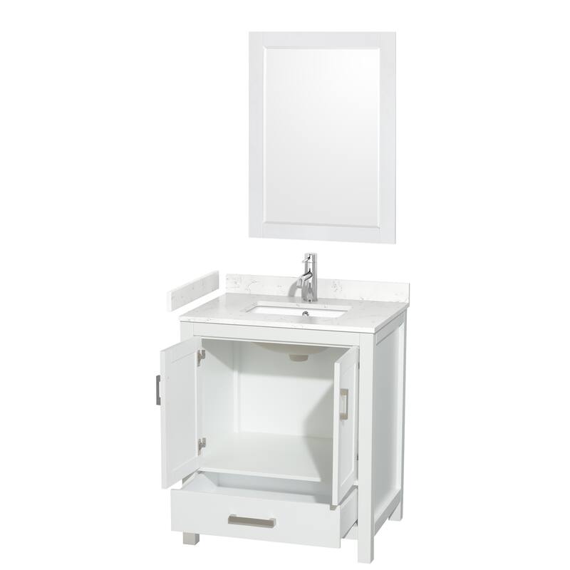 Sheffield Single Bathroom Vanity Set, Cultured Top, 24-Inch Mirror