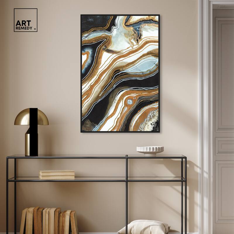 Art Remedy Black And Gold I Framed Mineral, Agate & Geode 1 Piece Canvas Wall Art