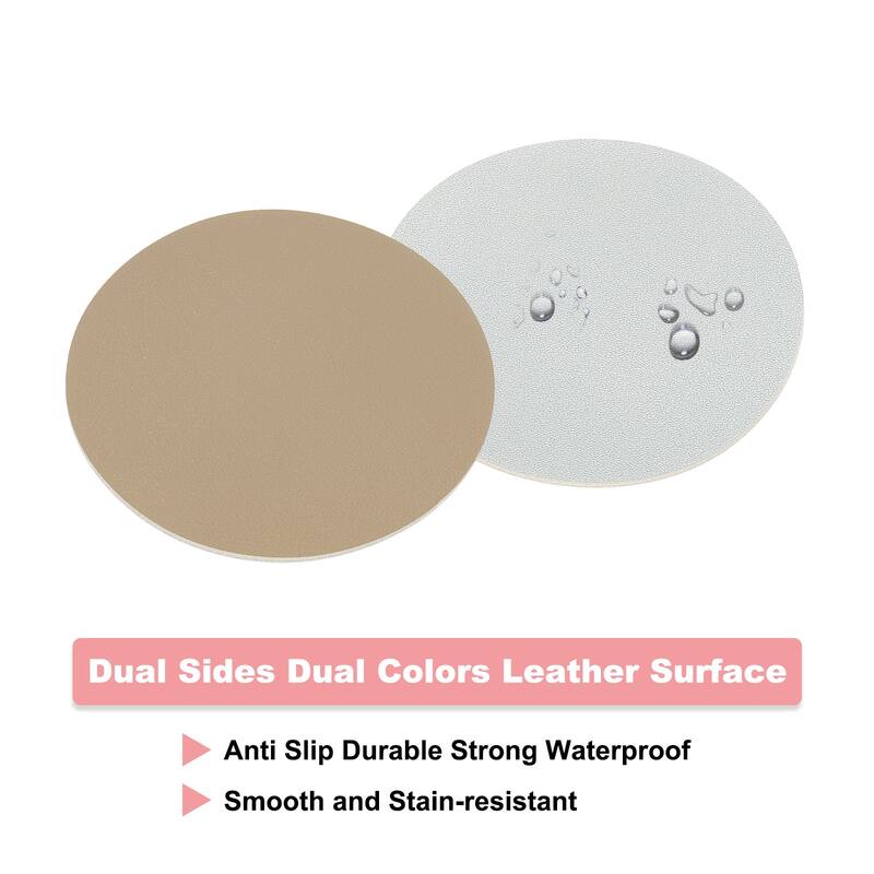 8Pcs 4"×4" Round Drink Coasters, PVC Dual Sided Dual Color