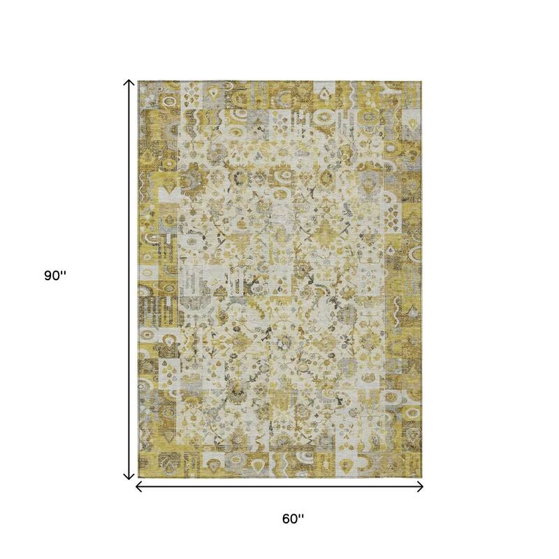 HomeRoots Patchwork Traditional Rectangle Outdoor Rug