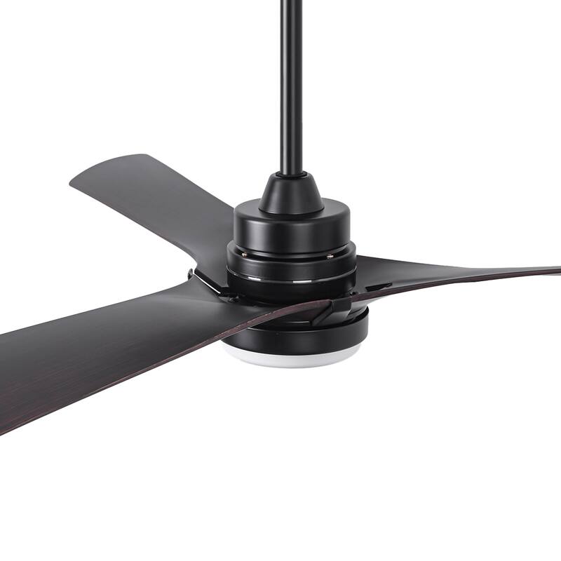 52" Modern Black Dimming LED Ceiling Fan with Light and Remote