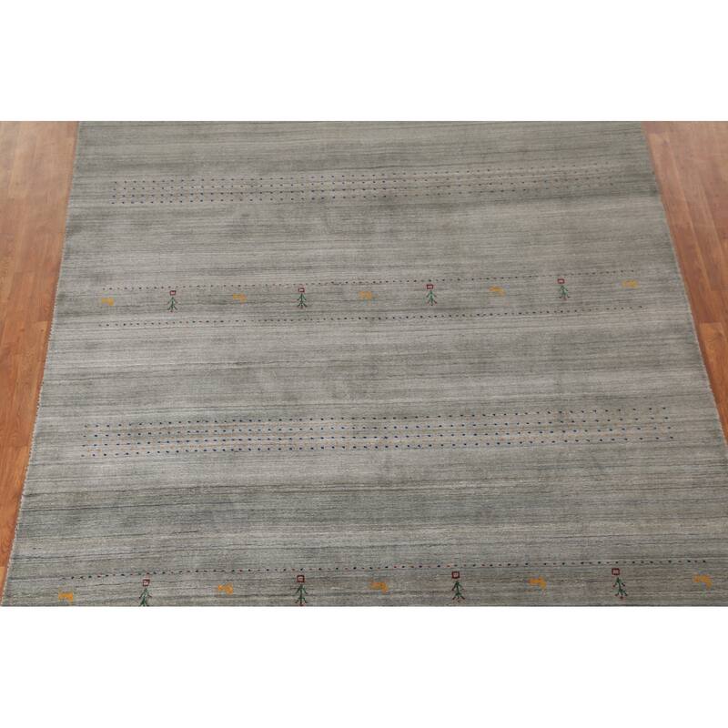 Gabbeh Indian Area Rug Hand-Knotted Wool Carpet - 8'3"x 9'10"