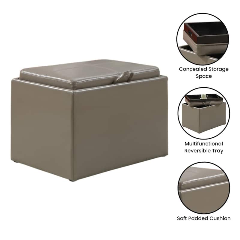 Convenience Concepts Designs4Comfort Accent Storage Ottoman with Reversible Tray
