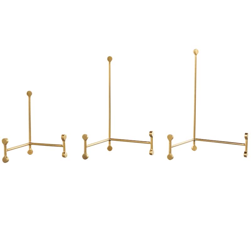Metal Fixed Easel with Ball Accents - Set of 3 Gold - Roche River Decor - 7"W x 10"L x 12"H