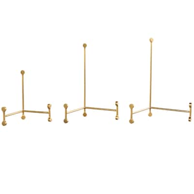 Metal Fixed Easel with Ball Accents - Set of 3 Gold - Roche River Decor - 7"W x 10"L x 12"H