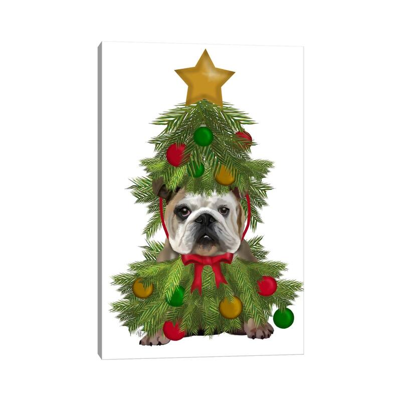 iCanvas "English Bulldog, Christmas Tree Costume" by Fab Funky Canvas Print