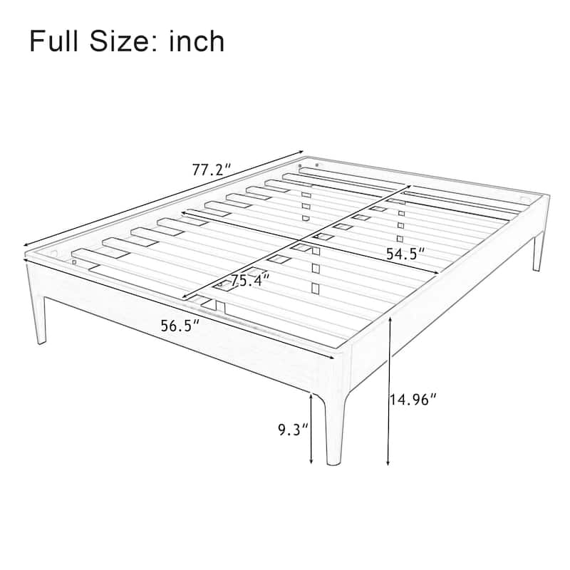 Bamboo Wood Platform Bed Open Frame No Box Spring Needed