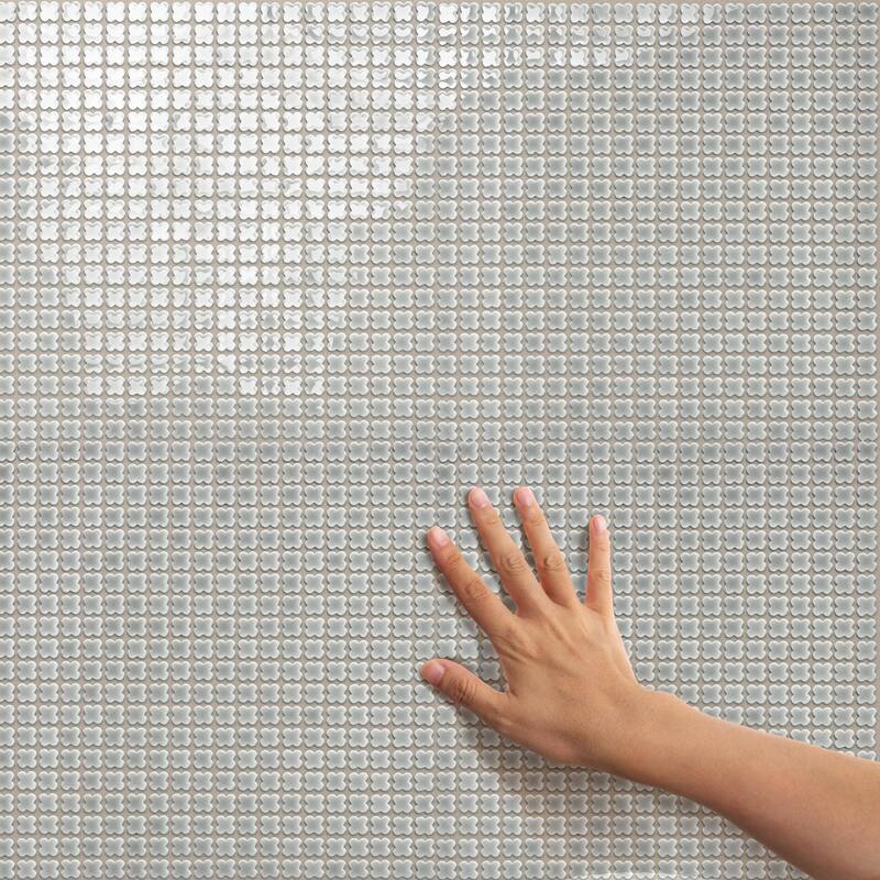 Merola Tile Fioretti Glossy Grey 12" x 12" Porcelain Floor and Wall Tile