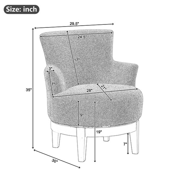 360° Swivel Sherpa Wingback Armchair Upholstered Lounge Chairs, LIGHT ...