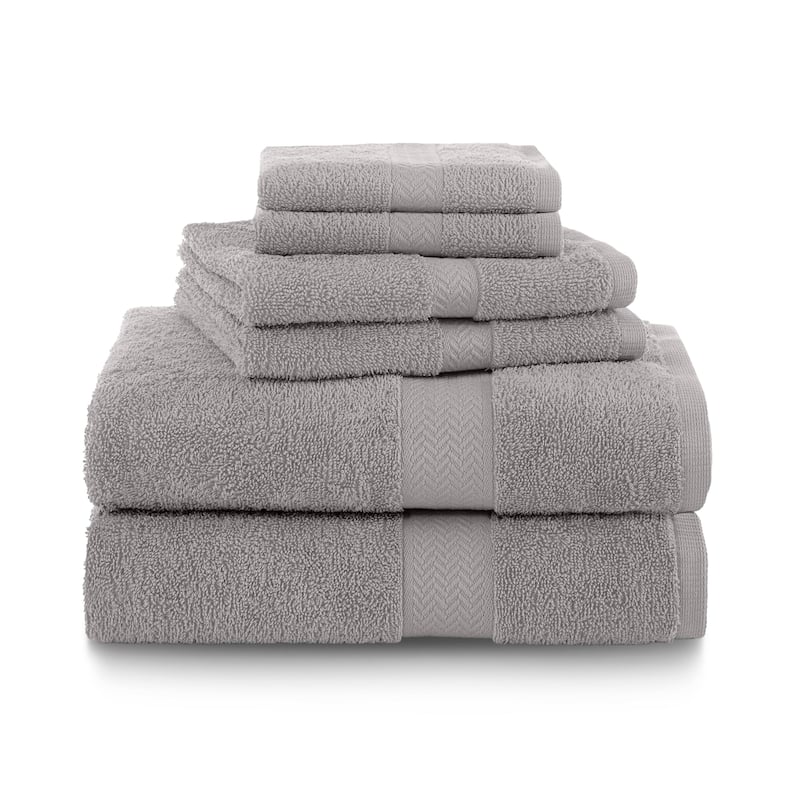 Martex 6 PC 100% Ringspun Cotton Towel Set Highly Absorbent & Soft - Silver