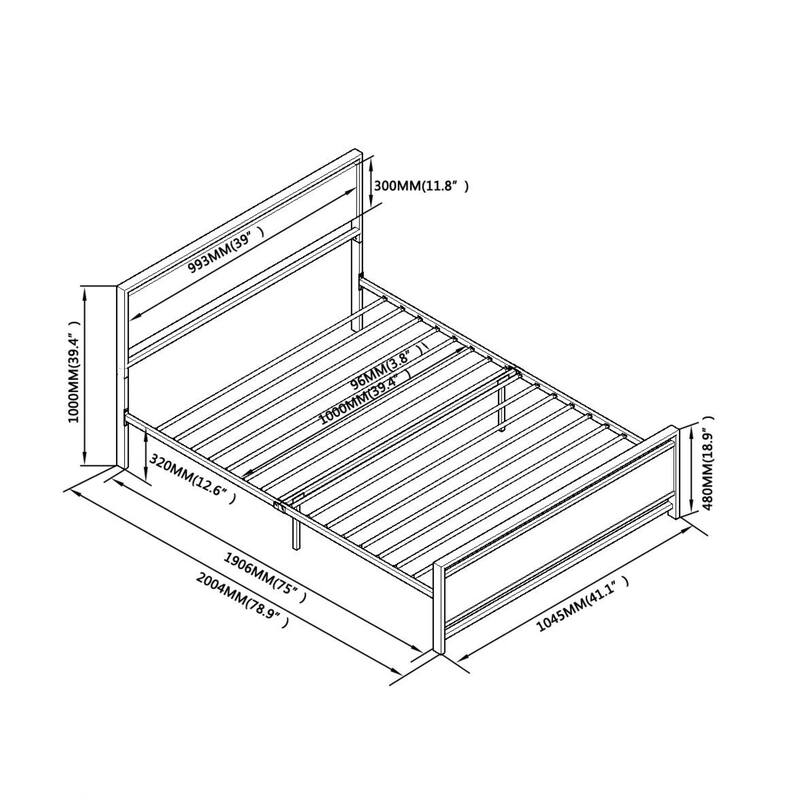 Durable Twin Size Metal Bed Frame with Quiet, Noise-Free System, Easy Assembly