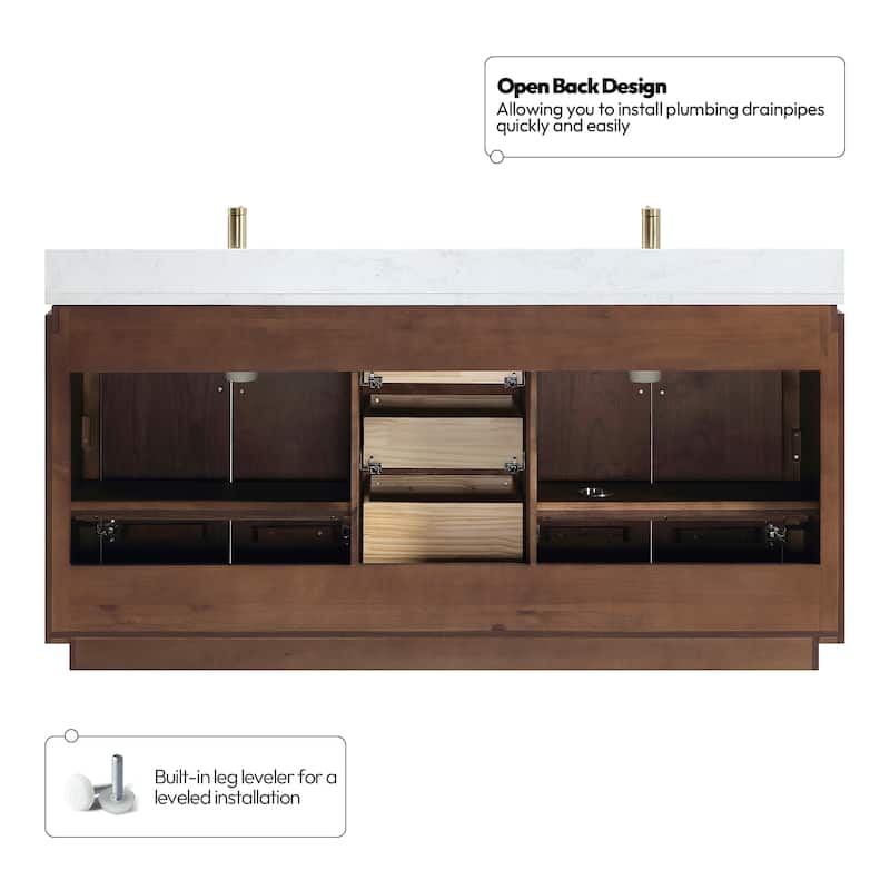 San Double Bath Vanity with Composite Stone Top and Mirror