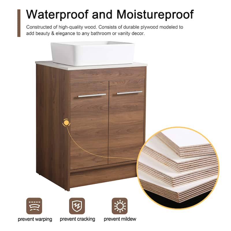 Malwee 24"/36"/48"/60" FreeStanding Bathroom Vanity, Floor Stand Bathroom Vanity with Ceramic Sink,Soft Close Door and Shelf