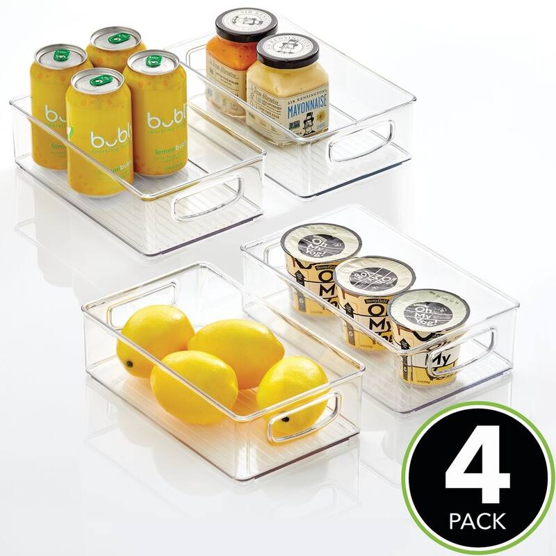 mDesign Plastic Kitchen Food Storage Organizer Bin - 4 Pack, Clear
