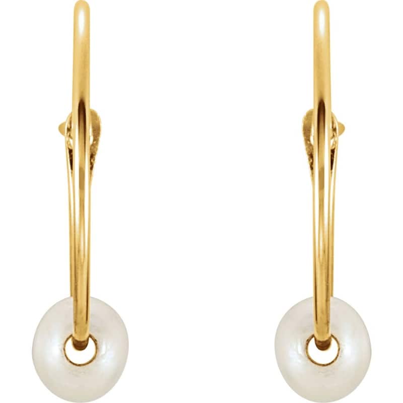 Curata 14k Yellow Gold 12mm Polished Children's Pearl Earrings