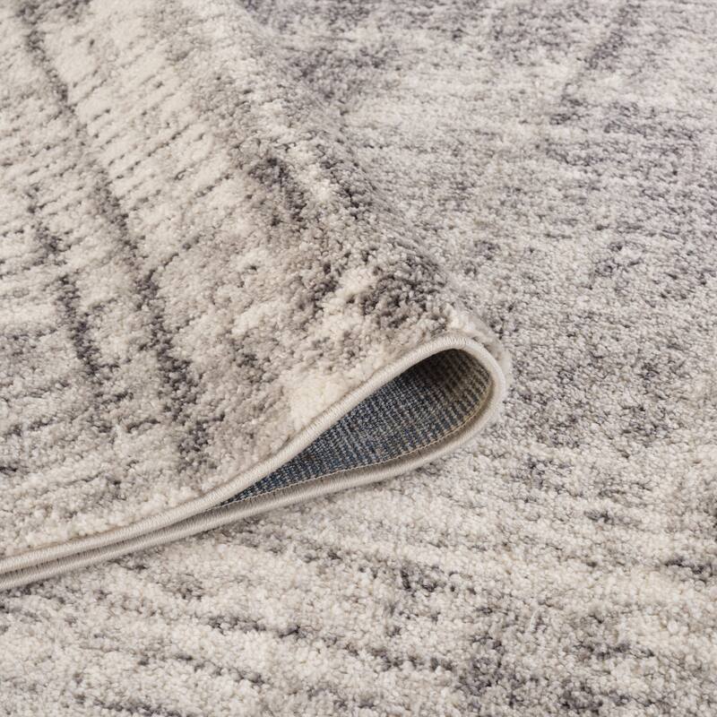 Avant Cream and Gray Abstract Power-Loom Area Rug 2' x 3'