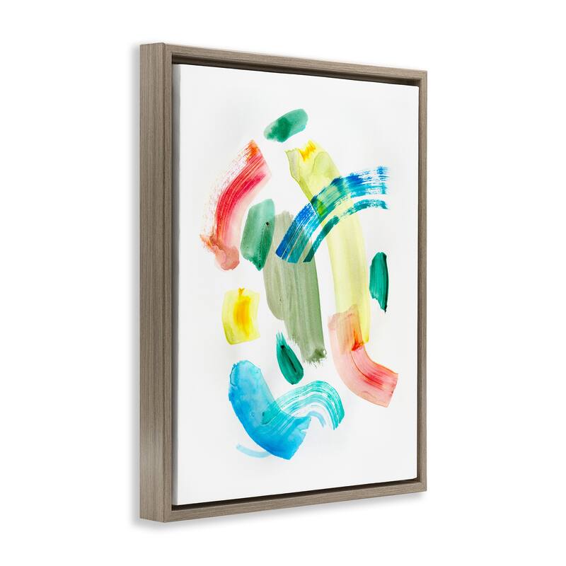 Stupell Curved Retro Abstraction Framed Floater Canvas Wall Art Design By Gemma Bardot
