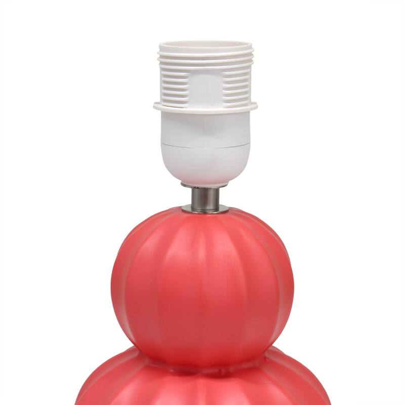 Double Gourd Ceramic Table Lamp with Fabric Shade - 6 x 6 x 13 in. (L x W x H)