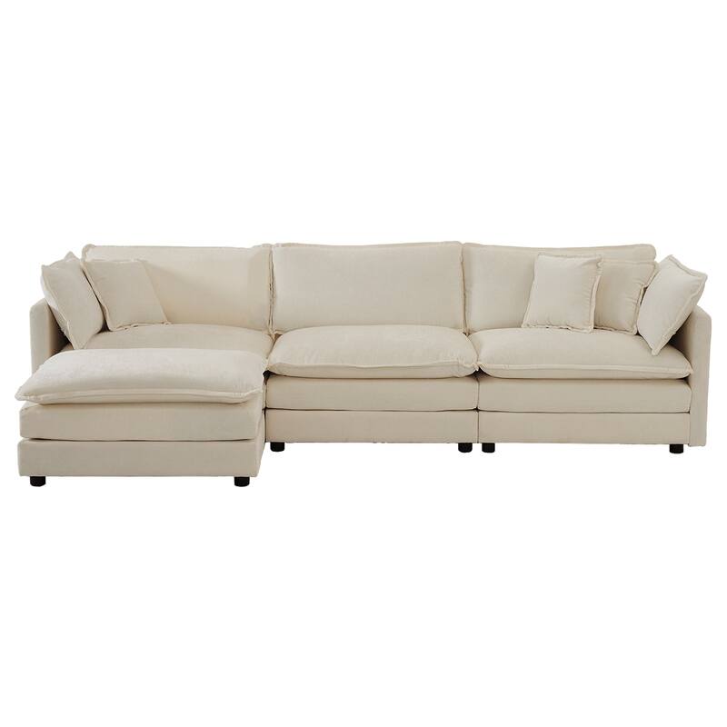 Upholstery Modular L Shaped Sectional Sofa With Reversible Ottoman for Living Room