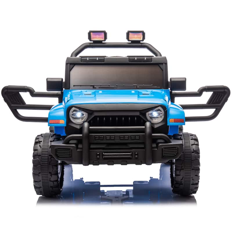 Ride on Truck Car with Removable Steering Wheel, Electric Car for Kids with LED Lights, Blue Battery Powered Electric Car