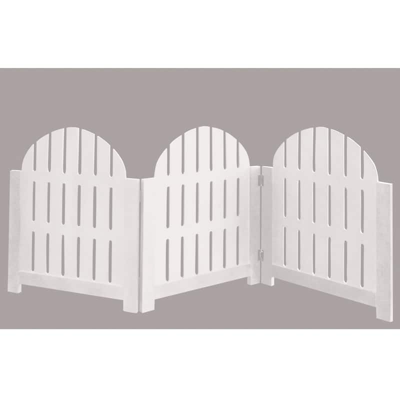 Etna Products White Adirondack Style Free Standing Pet Gate W/ 3 Panels for Doorways, Stairs