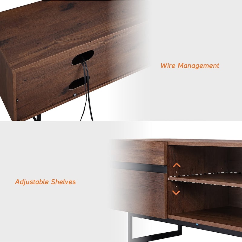 WAMPAT Modern TV Stand for up to 100 inch TV with Storage Cabinets