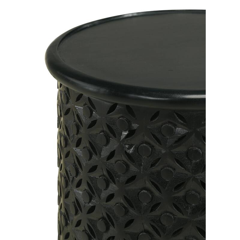 Krish 18-inch Round Mango Wood Side Table