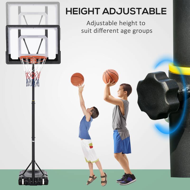 Adjustable 15" Basketball Hoop Stand with Wheels and Nylon Net and Ball Holder for Practice - 32.75"W x 21.75"H