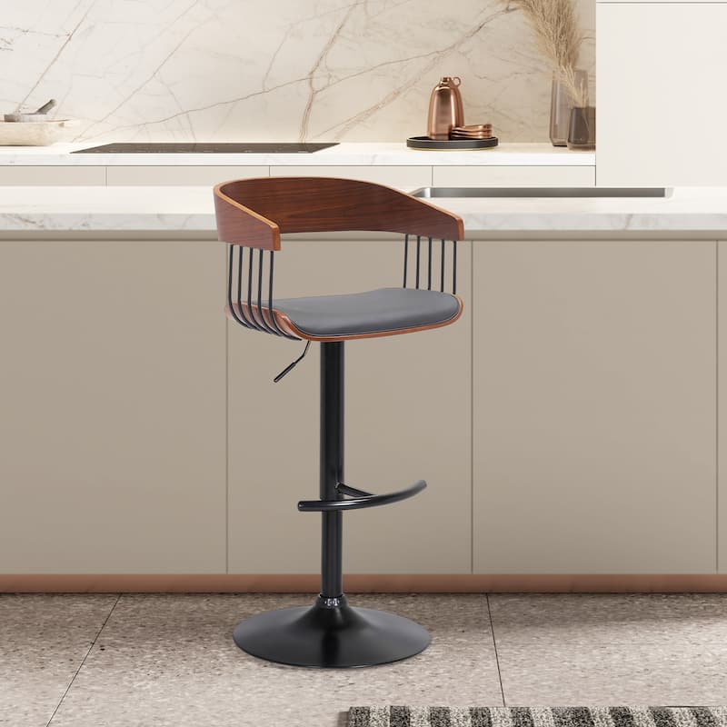 Larisa Metal and Wood Adjustable Height Swivel Bar Stool