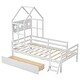 preview thumbnail 14 of 15, Wood Twin Size House Platform Bed with Guardrail and Drawer