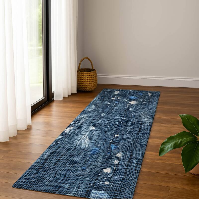 Premium Washable Super Soft Contempo Glam Mayfield Rug - Blue - 2'3" x 7'6"