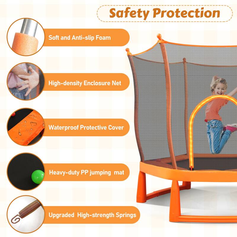 Toddlers Trampoline with Safety Enclosure Net and Balls Ball Pit Balls