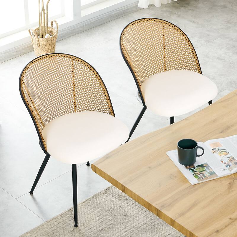 Modern Upholstered Rattan Dining Chairs Set of 2/4