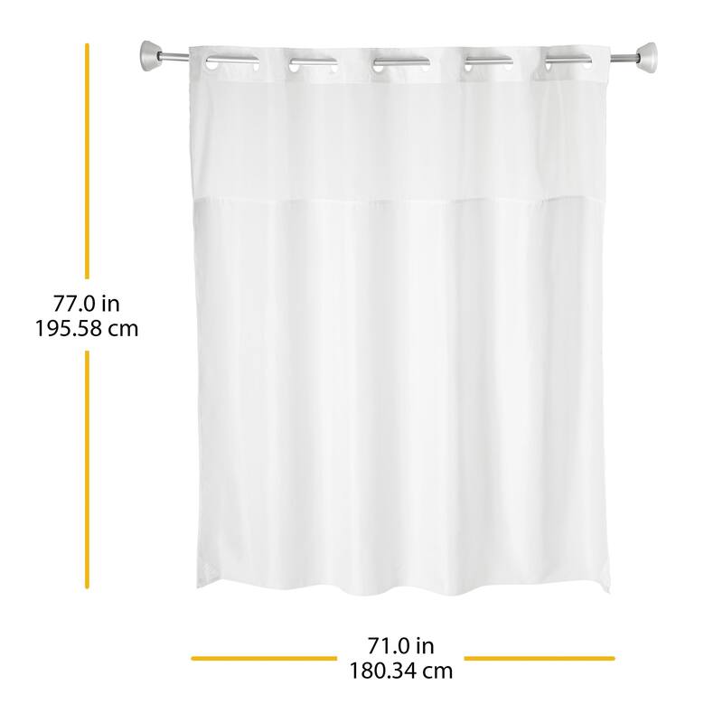 Whitmor No Hook Shower Curtain with Window & Snap-in Liner, 71" x 77"