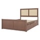preview thumbnail 20 of 46, Rattan Platform Bed Frame with 4 Storage Drawers and Wooden Rattan Headboard for Kids, No Box Spring Needed