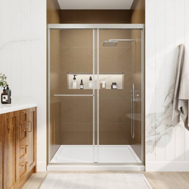 Modland 44-48''x 70'' Glass Shower Door - 44''-48''x 70'' - Brushed Nikel