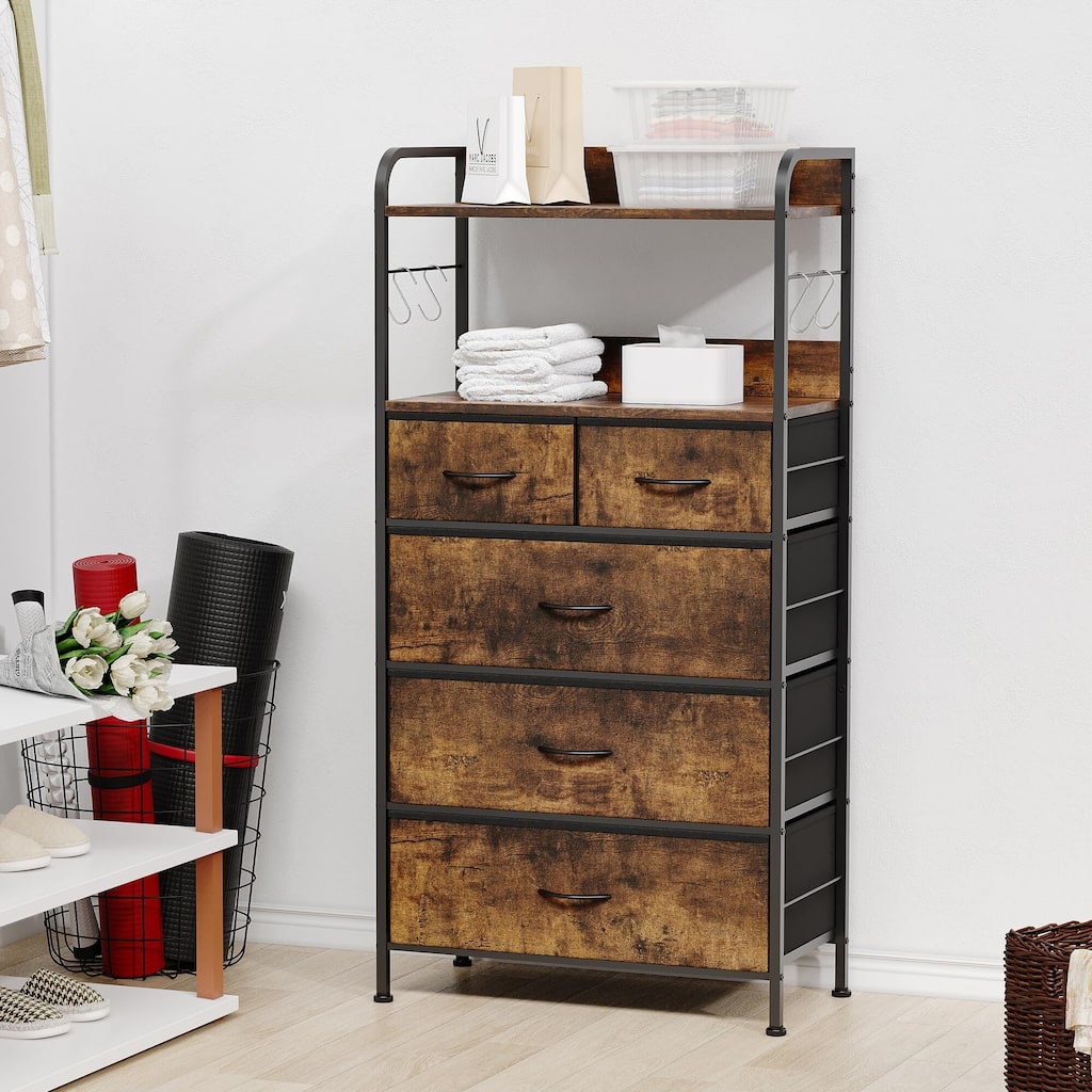 5 Drawers Dresser for Bedroom with Shelf