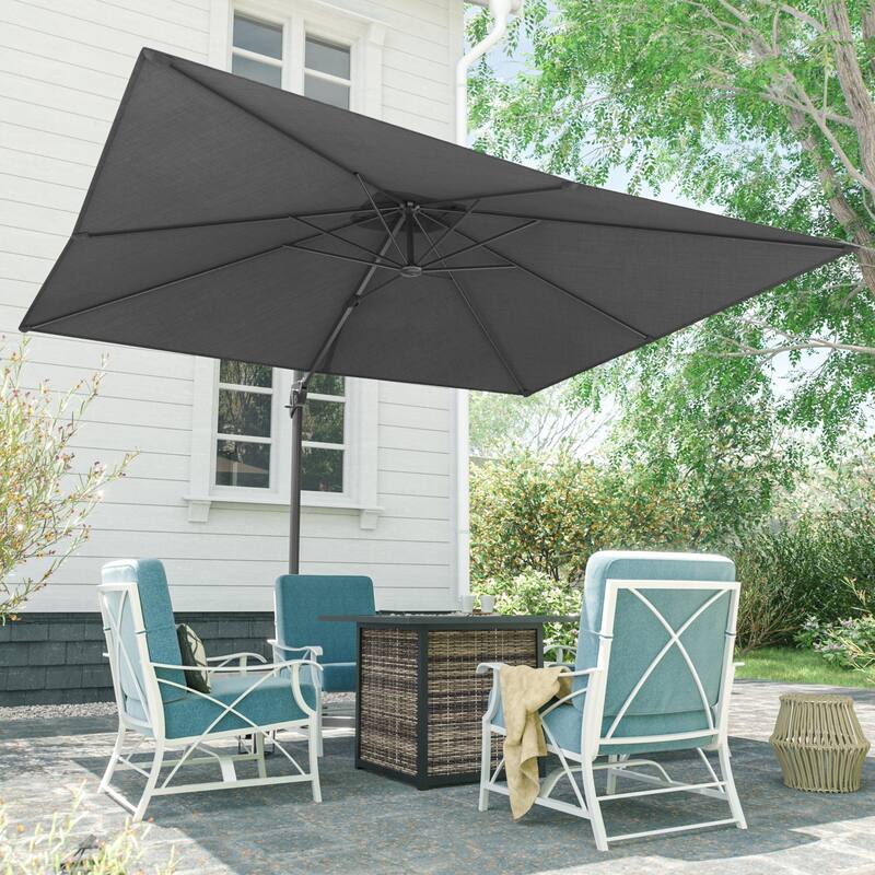 LIVOOSUN 10x8FT Rectangular Cantilever Patio Umbrella Aluminum Frame
