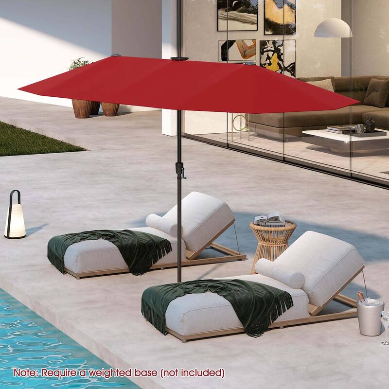 Costway 13 FT Large Patio Umbrella with LED Solar Lights Crank Handle