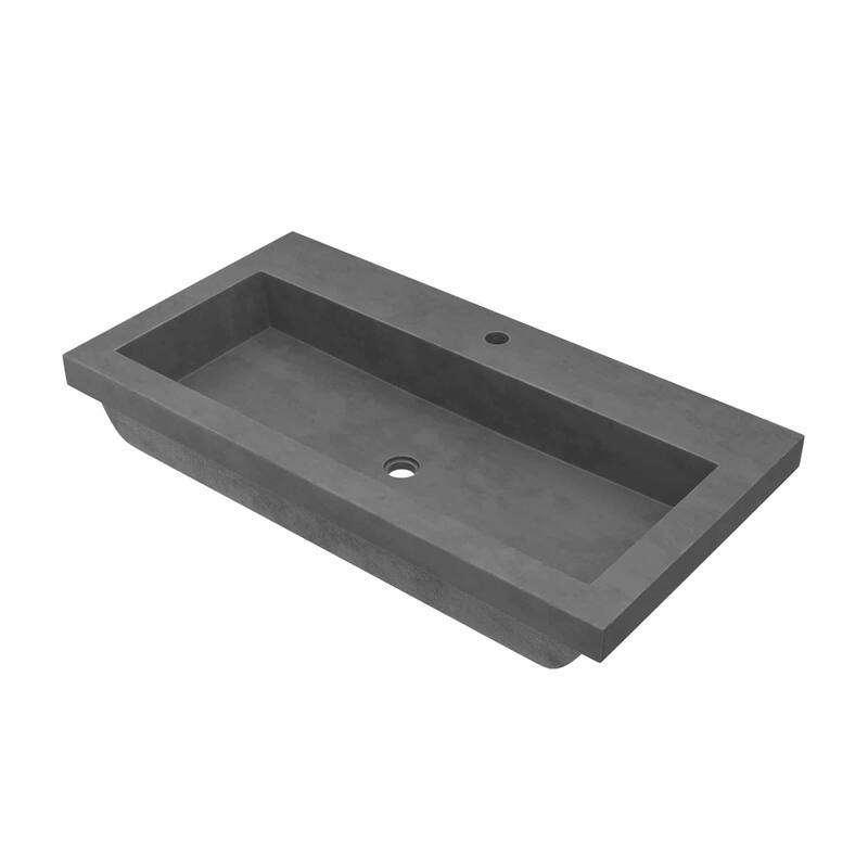 36" NativeStone Trough Drop-in Rectangular Bathroom Sink - 36" x 19" x 5" - Slate - Single Faucet Hole